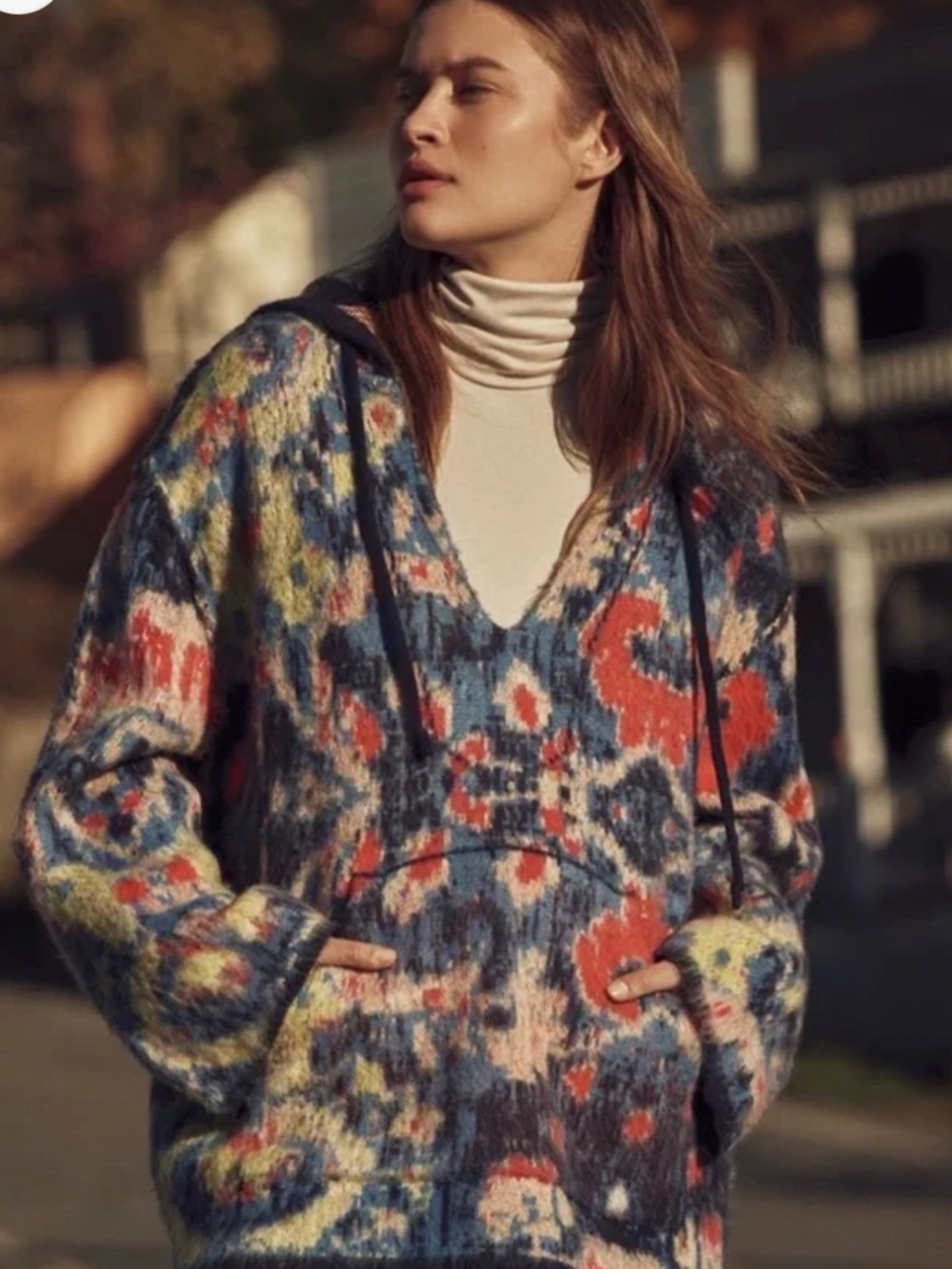 Anthropologie Multicolor Knit Sweater with Navy Trim